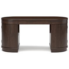 an oval shaped desk with two columns on the top and one column at the bottom