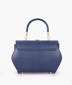 Width: 10.5 inches Height: 8 inches Depth: 5 inches One main compartment secured by magnetic button and loop. One inside zipper pocket. Golden chain of 42 inches. Material:Faux leather. Hexagon Bag, Golden Chain, Luxury Women, Blue Bags, Color Azul, Top Handle, Zipper Pocket, Faux Leather, Bag Lady