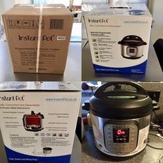 three different views of an instant pot with instructions