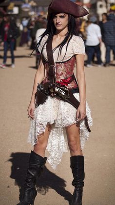 a woman dressed up as a pirate