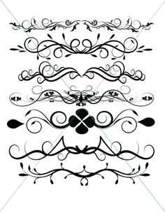 a set of decorative scroll designs