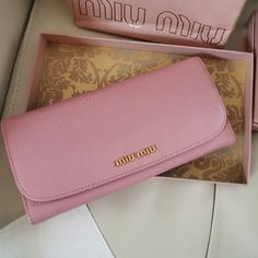 Nwot Miu Miu Pink Wallet. Never Used. Shelf Life. Barely Visible Box Mark On A Tiny Area. In Great Condition In All Aspects. Comes With Authenticity Card, Original Box And Bag. Pink Evening Bags With Card Slots, Evening Pink Bags With Card Slots, Pink Clutch For Formal Occasions, Designer Pink Wallets With Removable Pouch, Pink Luxury Wallets For Everyday Use, Luxury Pink Pouch Wallet, Designer Pink Wallet For Daily Use, Designer Pink Wallets For Daily Use, Chic Pink Wallet For Formal Occasions