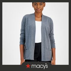 out of stock Open Front Cardigan, Anne Klein, Front Open, Buy Online, Heather Grey, Grey