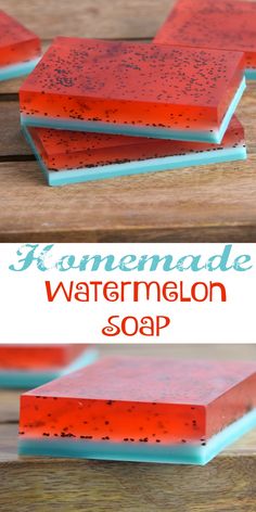 homemade watermelon soap recipe for kids to use in the bathroom and on the table