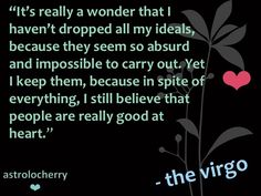 the virgo quote on black background with red heart in center and green plant growing out of it