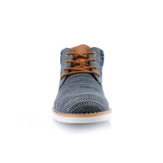 Knitted Two-tone Sneaker | COLBERT in Blue | Polar Fox Casual Mid-Top | CONAL FOOTWEAR Texture Material, Boot Design, Chukka Boot, Designer Boots, Classic Man, Office Wear, Chukka Boots, Leather Sneakers, Faux Suede