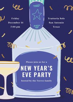 Festive new year - new year invitation  #invitations #printable #diy #template #newyear #party Newyear Party, Sip And See, Graduation Announcements