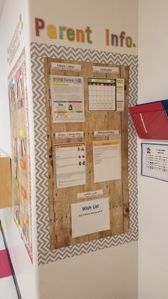 a bulletin board is attached to the wall