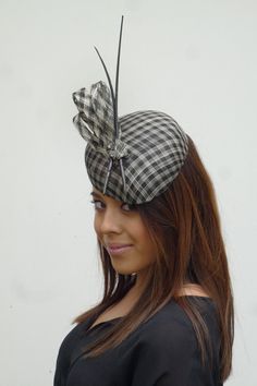 "My hats are 100% handmade using traditional milinery techniques and the highest quality fabrics and details. Moulded on one of my favorite \"Kate Middleton\" hatblocks. Make a statement with this fabulous piece, easy to wear on comb as you can see you can wear it any place on the head you like . This one has the colors \"Comte\"8502-B (almost black) and \"Raphia\" 0803-Y26R if you want this in your own colors or on a aliceband? allmost everything is posible we can comunicate with \"ral \" color Elegant Handmade Cap Style Hat, Elegant Handmade Cap Hat, Handmade Black Hat For Kentucky Derby, Elegant Beige Flat Cap, Handmade Adjustable Hats For Races, Handmade Black Mini Hat With Short Brim, Hat Blocks, Diy Store, Ral Colours