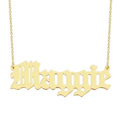 *Average Name Pendant Width : 1 1/2 Inch (3.8 cm) Approx. *Up to 9 Letters. *Premium high end quality personalized laser cut out any letters/numbers in 10k or 14k solid yellow gold personalized name necklace, this item comes with split sturdy 1.0 mm Rolo chain from 14~20 inches, name pendant length not included on length option. *This pendant cut out by latest technology laser machine, top quality guaranteed. *All my personalized jewelry made and ship from Los Angeles CA USA. Silver Nameplate Necklace With Engraved Text, Personalized Engraved Nameplate Necklace, Classic Gold Necklace With Engraved Text, Classic Gold Jewelry With Engraved Text, Gold Nameplate Necklace With Engraved Text, Gold Engraved Nameplate Necklace, Elegant Nameplate Necklace With Laser Engraving, Elegant Laser Engraved Nameplate Necklace, Formal Gold Jewelry With Engraved Text