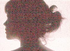 the silhouette of a woman's head is shown against a white background