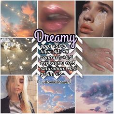 a collage of photos with the words dream written on it and stars in the sky