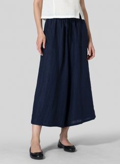 Linen Full Elastic Wide Leg Pants Elastic Waistband Culottes For Workwear, Workwear Culottes With Elastic Waistband And Cropped Leg, Workwear Culottes With Elastic Waistband, Chic Wide Leg Capris, Chic Cropped Wide Leg Pants With Elastic Waistband, Cropped Leg Culottes With Elastic Waistband For Work, Elegant Wide Leg Spring Capris, Elegant Wide Leg Workwear Capris, Elegant Wide Leg Capris For Spring