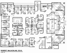 the floor plan for an office building with multiple floors and several rooms, including two desks