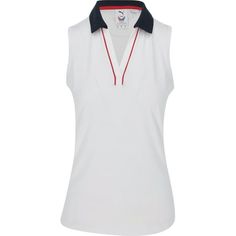 Puma Xs Volition is part of the VAG Collection, honoring and supporting the families of military heroes as well as the X Collection, inspired by Rickie Fowler. This sleeveless polo offers easy care fabric that is machine wash able with resistance against shrinking and wrinkles. The stretch properties provide comfortable wear and movement with ease. In addition, the fabric is moisture wicking to prevent sweat build up and UV protected to keep the skin safe from harmful sunrays. Size: L.  Color: W White Tank Top For Sports Events, Rickie Fowler, Workout Tops For Women, Dressy Shirts, Business Casual Work, Military Heroes, Puma X, Lightweight Tops, Sportswear Women