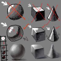 an image of different shapes and sizes on a gray background with arrows pointing to them