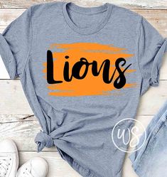 Grunge Brush Highlighter with Lions School Spirit Graphic T-shirt Fan Gear, Tigers School Spirit Shirts, Lions School Spirit Shirt, Elementary School Spirit Shirts Tigers, Affordable School Spirit T-shirt With Screen Print