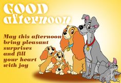 an image of a cartoon dog with many puppies and the caption good afternoon may this afternoon bring pleasant surprises and fill your heart with joy