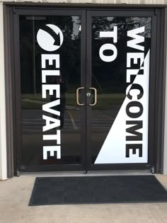 an open door with the words welcome to mezzoweale written on it in white and black