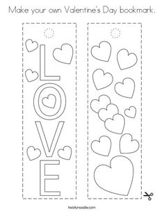 valentine's day bookmark with hearts cut out to make it look like they are in