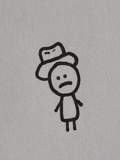 a drawing of a person with a hat on