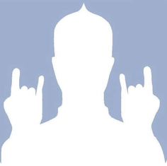 the silhouette of a person with two fingers up