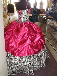 Quinceanera Design - Zebra, Hot Pink Pink Quinceanera Dresses, Pink Quinceanera, 2000s Clothes, Gyaru Fashion, Dress Pretty, 2000s Fashion Outfits