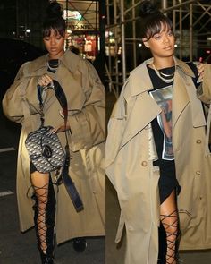 Rihanna Fashion Outfits, Trench Coat Street Style, Rihanna Fashion, Nyc Fits, Bad Gyal