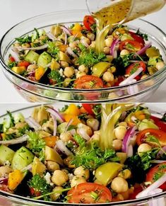 two bowls filled with different types of vegetables