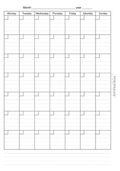 the printable calendar is shown in black and white, with lines on each side