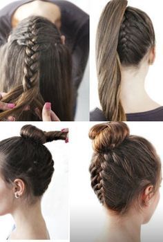 hair tutorials for medium hair. Could probably work with long hair Reverse French Braids, Sanggul Modern, Hair Tutorials For Medium Hair, Penteado Cabelo Curto, Short Hairstyle, Prom Hairstyles, Hair Bun, Homecoming Hairstyles