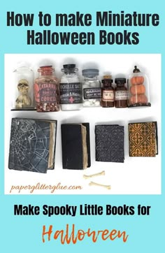 halloween miniature books with text overlay