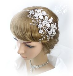 Wedding hair band Rhinestone Flowers Crystal Bridal tiara Hair band Wedding Jewelry Hair Accessory headband. $68.00, via Etsy. Hair Band Wedding, Wedding Hair Band, Tiara Making, Bridal Hair Tiara, Bridesmaid Bracelet Gift, Tiara Hair, Snowflake Bracelet, Bridal Hijab, Wedding Hairband