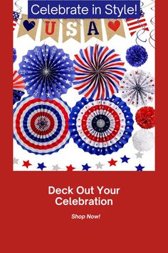 an american flag design with the words celebrate in style usa