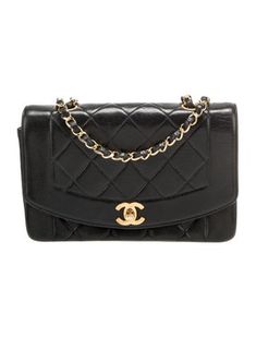 Chanel Shoulder BagVintageBlack LambskinGold-Tone HardwareChain-Link Shoulder StrapLeather Lining & Dual Interior PocketsTurn-Lock Closure at Front Vintage Black Bag With Cc Turnlock Closure, Chanel So Black Bag, All Black Chanel Bag, Chanel Rare Bag, Chanel $95.00 Bag, 2.55 Reissue Chanel Bag, Flap Bag, Women Handbags, Chanel