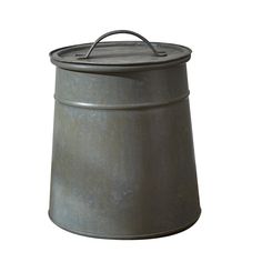 an old metal pot with handle on white background