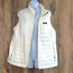 Patagonia Women's Vest Nano Puff White Full Zip Xl White Hiking Outerwear For Fall, White Fall Hiking Outerwear, White Outerwear For Fall Hiking, Casual White Hiking Outerwear, Casual White Outerwear For Hiking, Patagonia Jacket, Patagonia Jackets, Patagonia Womens, Women's Vest