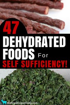 the words 47 dehydrated foods for self suffigiency are in front of