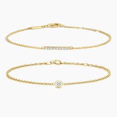 The Minimalist Diamond Bracelet Set - 18K Yellow Gold. This curated, specially priced set features our Bezel Diamond Bracelet and Petite Pavé Diamond Bar Bracelet in a chic, sophisticated stack. Understated yet sparkling, this duo makes for the perfect everyday staple set. Diamond Bar Bracelet, Gold Bracelets Stacked, Gold Bracelet Set, Bar Bracelet, Diamond Bar, The Minimalist, Bar Bracelets, Bezel Diamond, Bracelet Stack