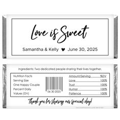 Love is Sweet Wedding Candy Bar Wrapper - WA479 Love is Sweet Wedding Candy Bar Wrapper Regular Size Wrapper WA479 Wedding Candy Bar Wrappers, Personalized Chocolate Wrappers, Water Bottle Labels Birthday, Wedding Candy Bar, Wedding Bottle Labels, Personalized Candy Bars, Hershey Bar Wrappers, Personalized Chocolate Bars, Water Bottle Labels Wedding