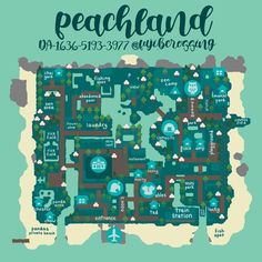 a map with the words peachland on it