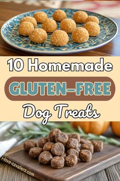 homemade gluten - free dog treats on a plate with the title overlay