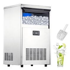 a cooler with ice and water next to it