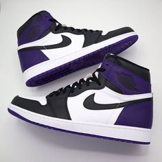 Purple Jordan 1, Court Purple Jordan 1, Jordan 1 High Court Purple, Nike Air Jordan Shoes, Preppy Shoes, Nike Shoes Jordans