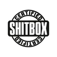 a black and white logo with the word'certified shitbox delivered'in it