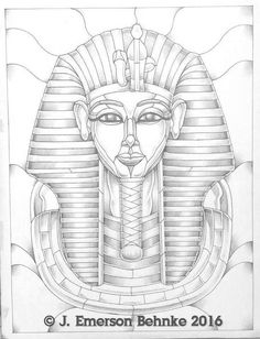 "King Tut Stained Glass Pattern 2 prints 18\" x 24\"" King Tut Tattoo, Pharaoh Tattoo, Egypt Tattoo Design, Egyptian Drawings, Egyptian Tattoo Sleeve, Sketch Note, Egypt Tattoo, Egyptian Design, Ancient Egypt Art