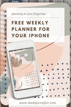 a phone with the text free weekly planner for your iphone