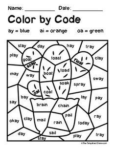 the color by code worksheet for children to learn how to read and draw