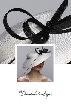 Elegant White Derby Hat With Feather & Bow Exclusive Ladies Headwear by DIVA HATS. Women head accessories for weddings, routs, parties, derby. Ready-to-wear hats that respond to all the latest trends in fashion. Look at your very best, this charming derby hat glorifies your personality and enhances the positivity of your etiquette on all occasions. Whether you are attending a wedding reception, Kentucky derby or visiting any other formal or informal event, it accentuates your style an.. Luxury Adjustable Headpieces For Weddings, Luxury Adjustable Wedding Headpieces, Elegant Curved Brim Top Hat For Formal Occasions, Chic Adjustable Fascinator For Party, Evening Boater Hat With Short Brim In Sinamay, Fitted Cloche Fascinator For Evening, Fitted Brimmed Fascinator For Formal Occasions, Evening Cloche Fascinator, Elegant Wide Brim Top Hat For Formal Occasions