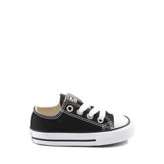 Converse Chuck Taylor All Star Lo Sneaker - Baby / Toddler - Black | Journeys Kidz Low-top Cotton Non-slip Sneakers, Low-top Non-slip Cotton Sneakers, Cotton Sneakers With Soft Round Toe, School Canvas Shoes With Rubber Sole, Converse Cotton Sneakers For School, Baby Boy Black, Color Converse, Black And White Converse, Toddler Converse